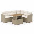 Set divani da giardino angolare 6 posti con tavolo elevabile 250 x 250 cm in rattan PE beige
