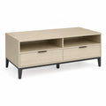 Tavolino da caffe rettangolare con 2 cassetti e 2 vani in pannello truciolare effetto rovere chiaro 120 x 60 x 45 cm