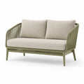 Divano da giardino 2 posti in alluminio e corda PP verde oliva con cuscini beige 145 x 75 x 78 cm