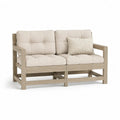 Divano da giardino 2 posti in legno massello beige con cuscini 120 x 65 x 70 cm