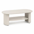 Tavolino da caffe ovale 120 x 60 x 45 cm in MDF crema con ripiano inferiore