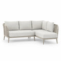 Divano da giardino angolare 2 pezzi in alluminio e corda PP beige 220 x 160 x 78 cm