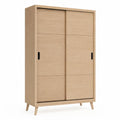 Armadio guardaroba a 2 ante scorrevoli rettangolare 120 x 60 x 200 cm in pannelli di particelle rovere naturale
