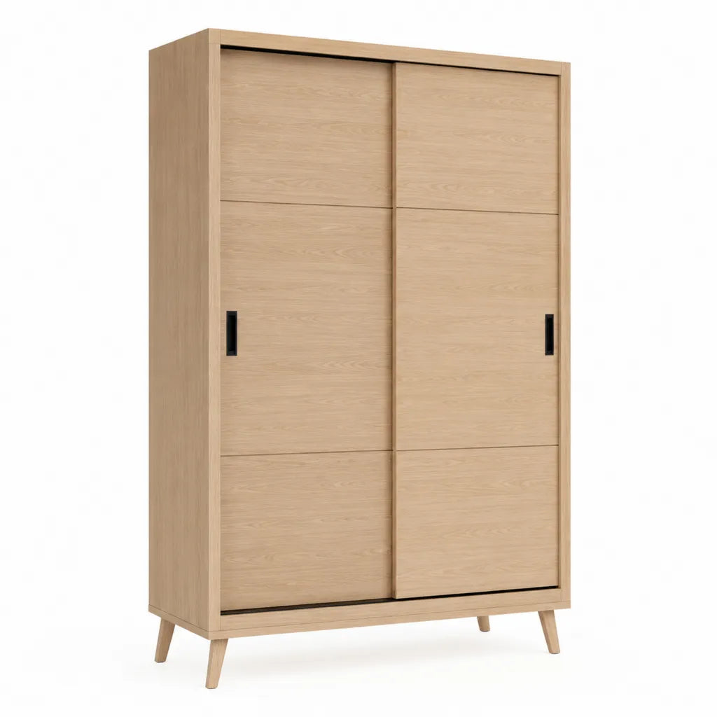 Armadio guardaroba a 2 ante scorrevoli rettangolare 120 x 60 x 200 cm in pannelli di particelle rovere naturale