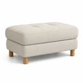 Pouf poggiapiedi imbottito rettangolare in poliestere beige con gambe in faggio 80 x 60 x 43 cm